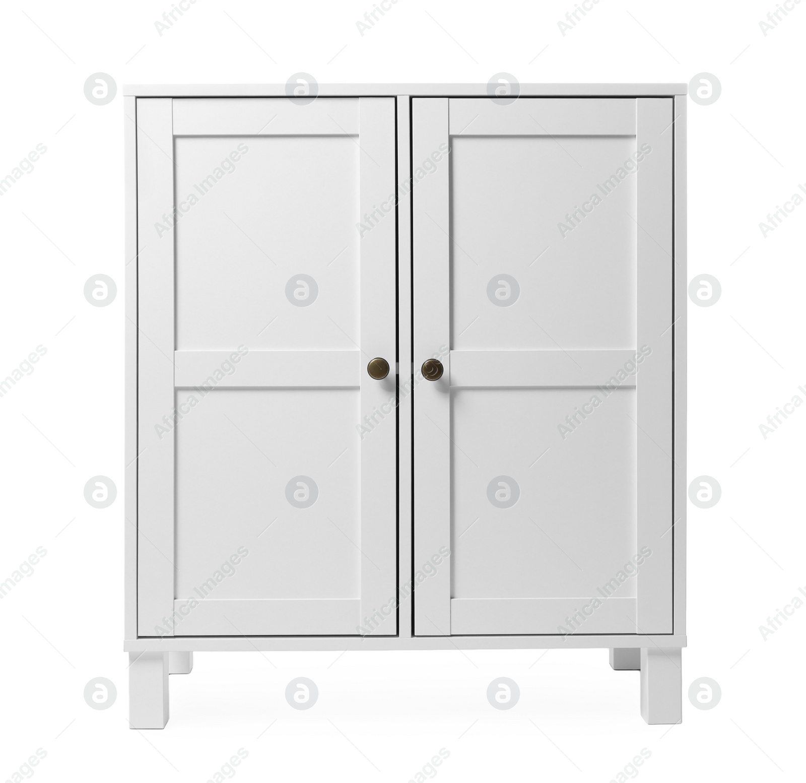 Photo of Wooden cabinet on white background. Stylish home furniture