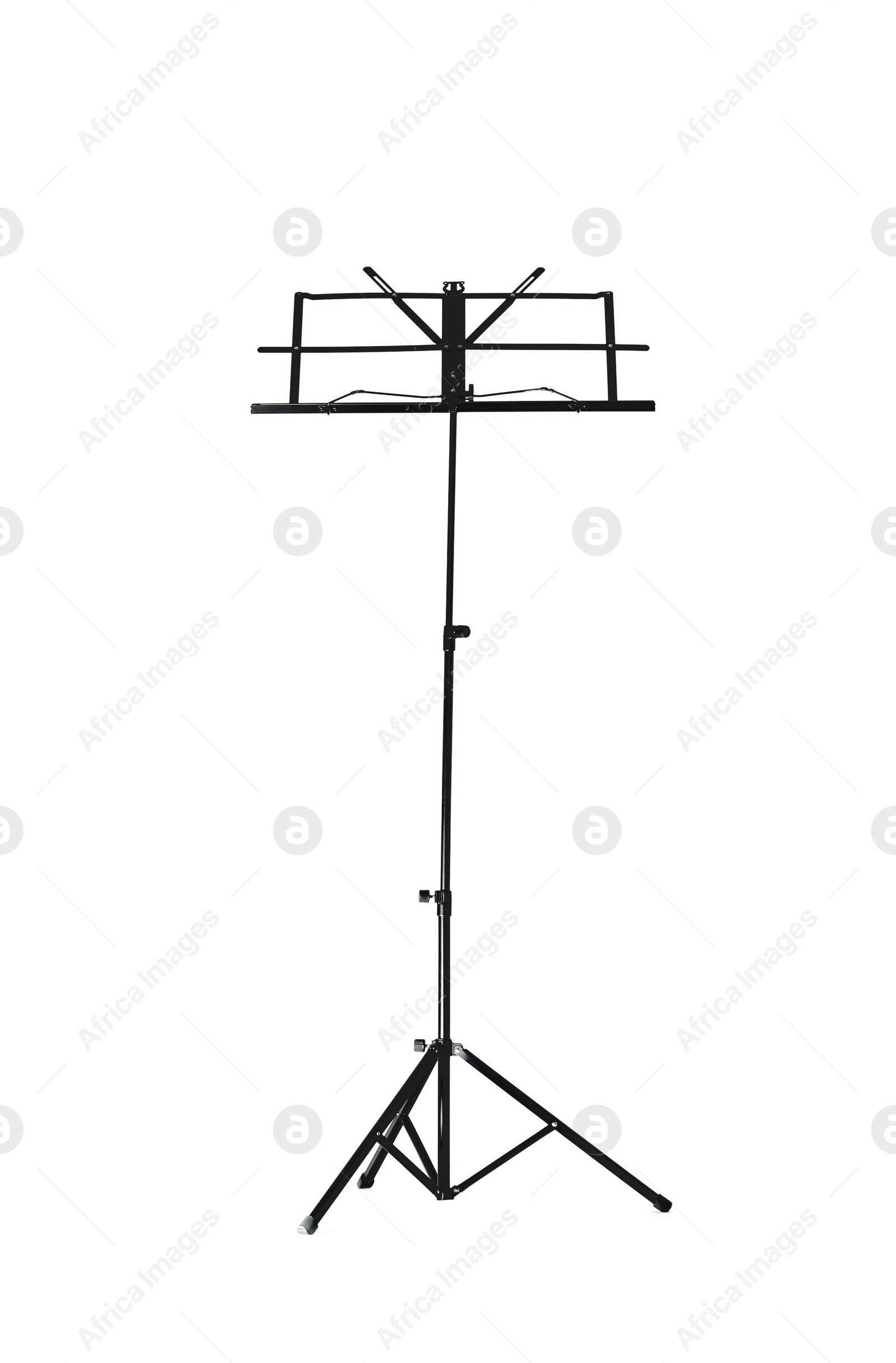 Photo of Empty music note stand on white background