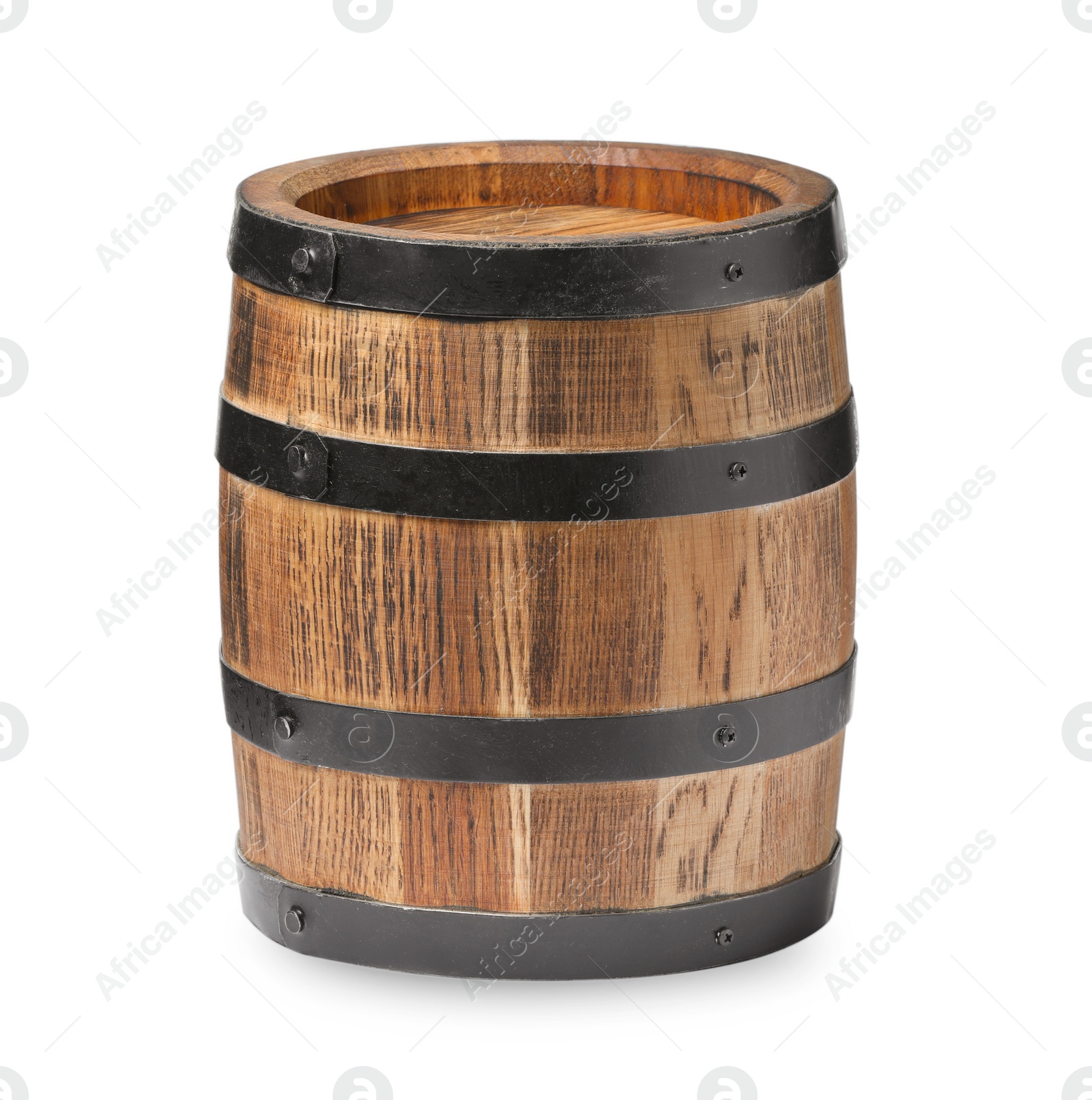 Photo of One traditional wooden barrel isolated on white
