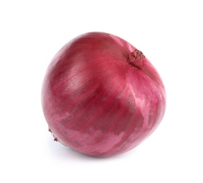 Photo of Fresh whole red onion on white background