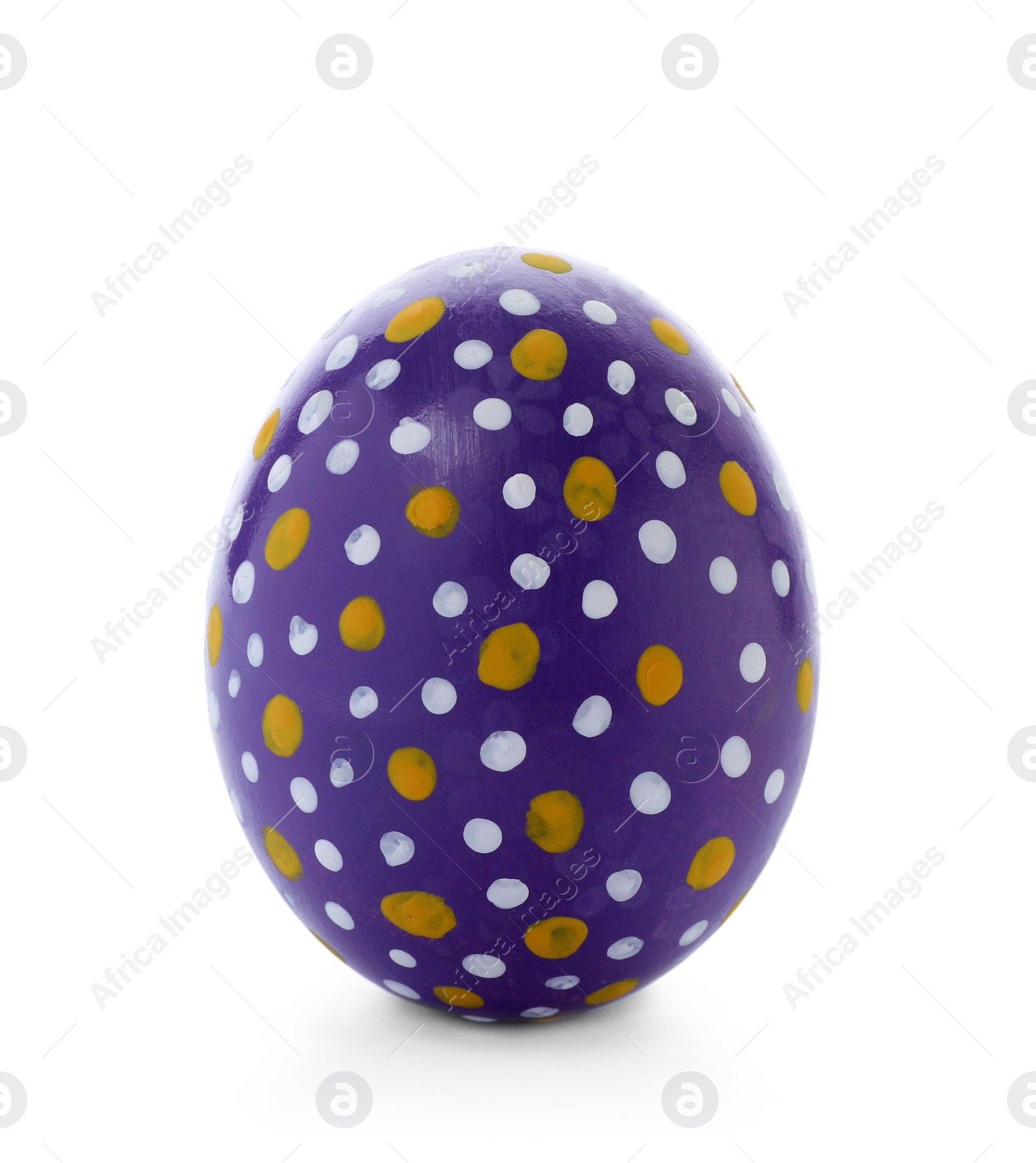 Photo of Decorated Easter egg on white background. Festive tradition