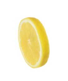 Photo of Fresh ripe lemon slice isolated on white