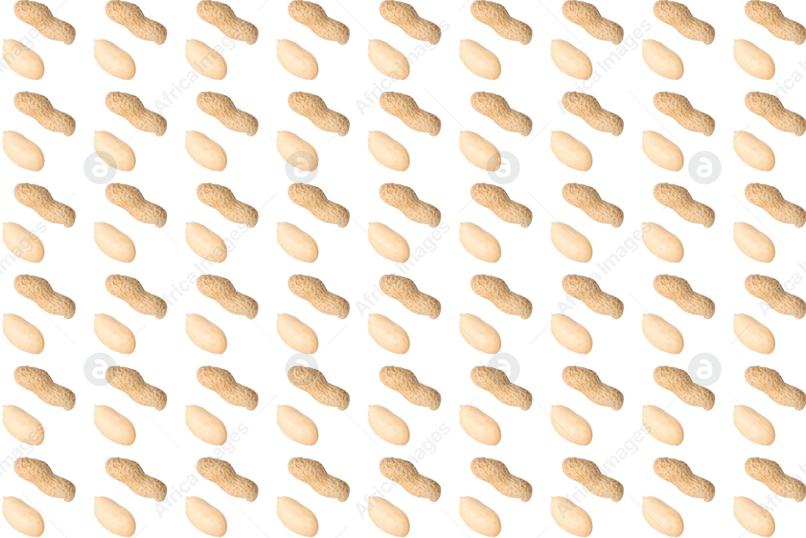 Image of Many peanuts on white background. Food pattern