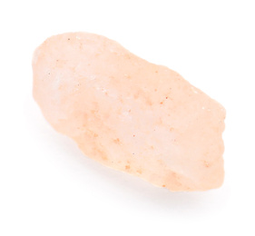 Photo of Crystal of pink himalayan salt isolated on white