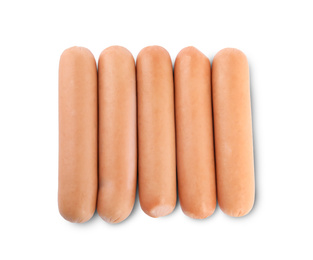 Tasty sausages on white background. Meat product