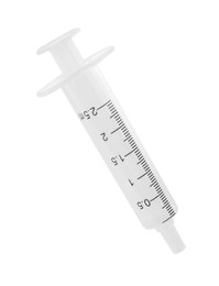 Photo of One new medical syringe isolated on white