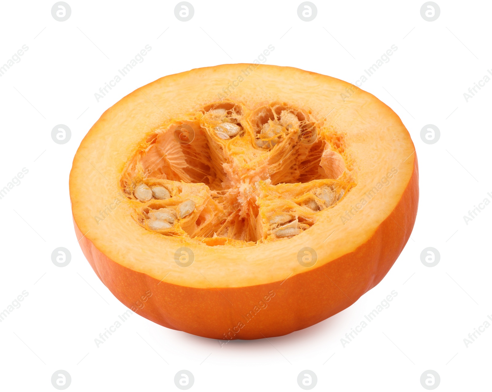 Photo of Half of fresh ripe pumpkin isolated on white