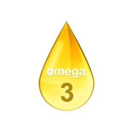 Image of Golden Omega 3 oil drop isolated on white