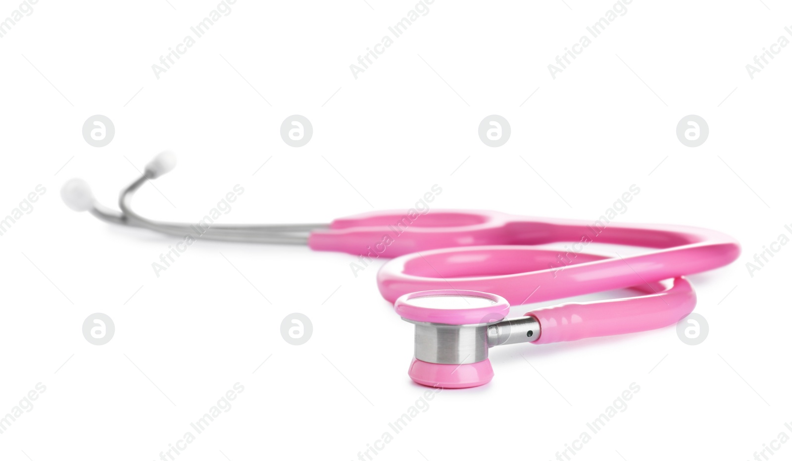 Photo of Stethoscope on white background. Professional medical device