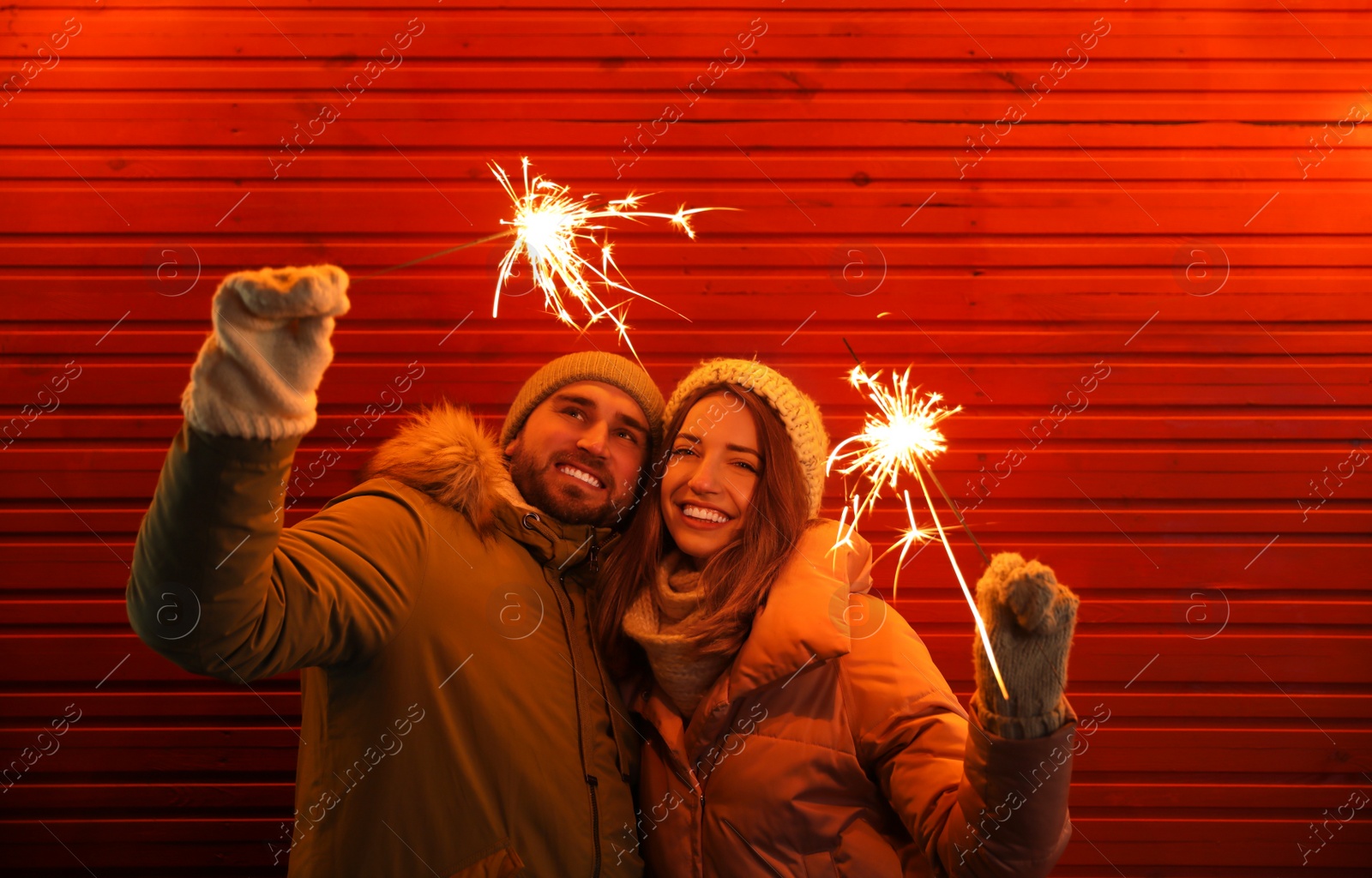 Photo of Happy couple spending time at Christmas fair