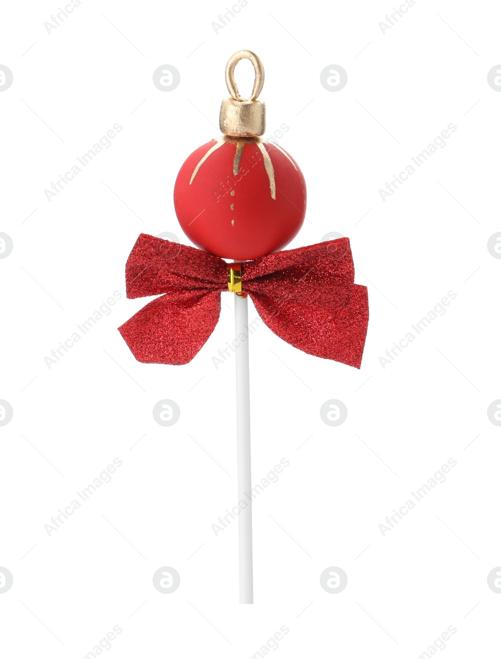 Photo of Delicious Christmas ball cake pop isolated on white