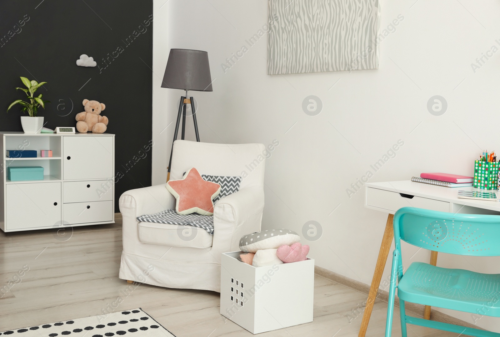 Photo of Modern child room interior with stylish furniture