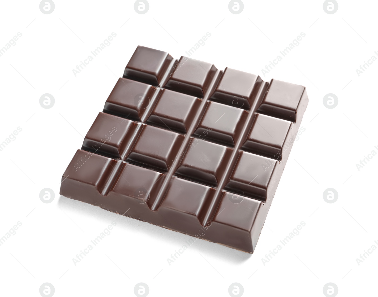 Photo of Tasty dark chocolate bar on white background
