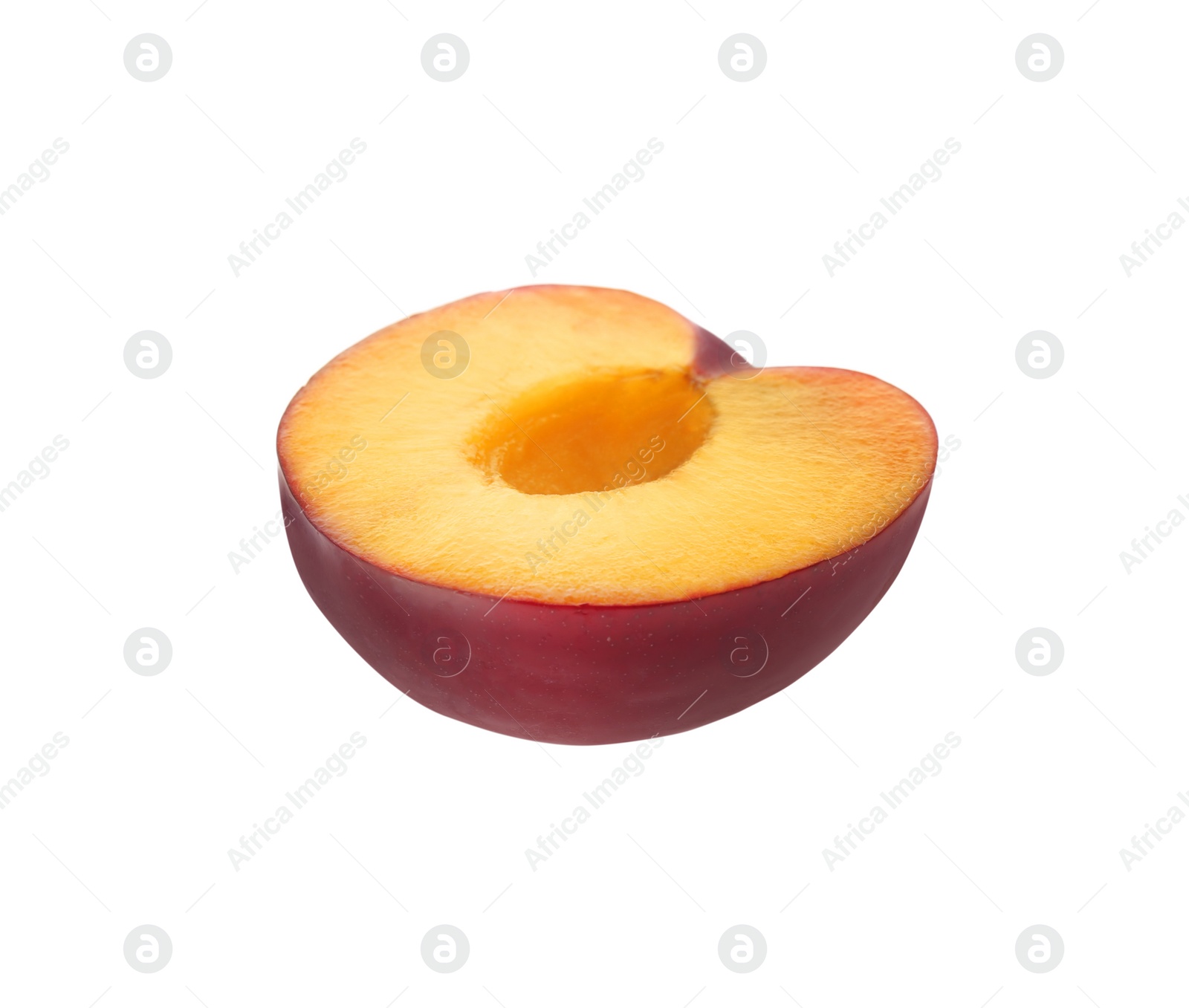 Photo of Half of ripe plum isolated on white