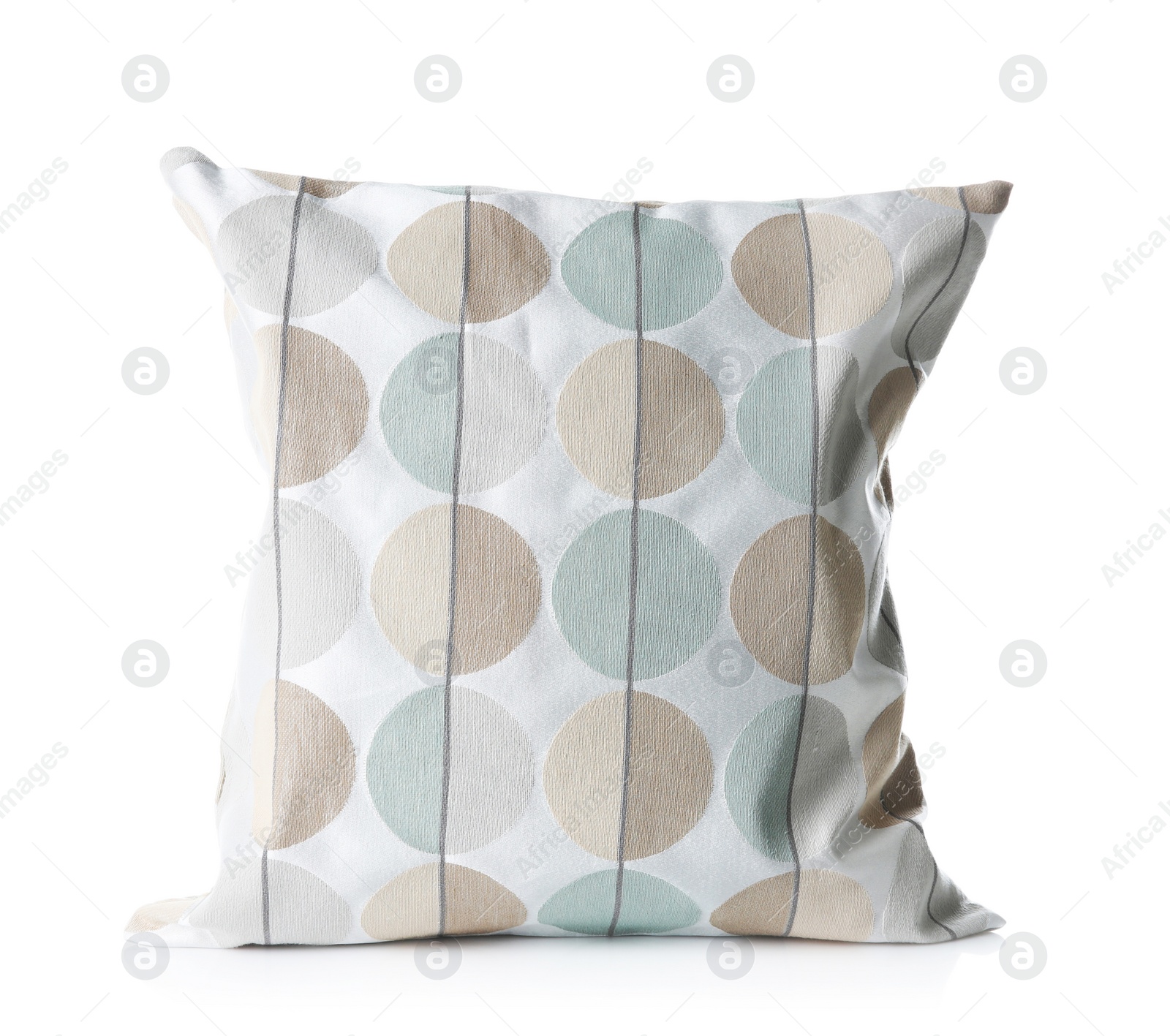 Photo of Soft decorative pillow on white background