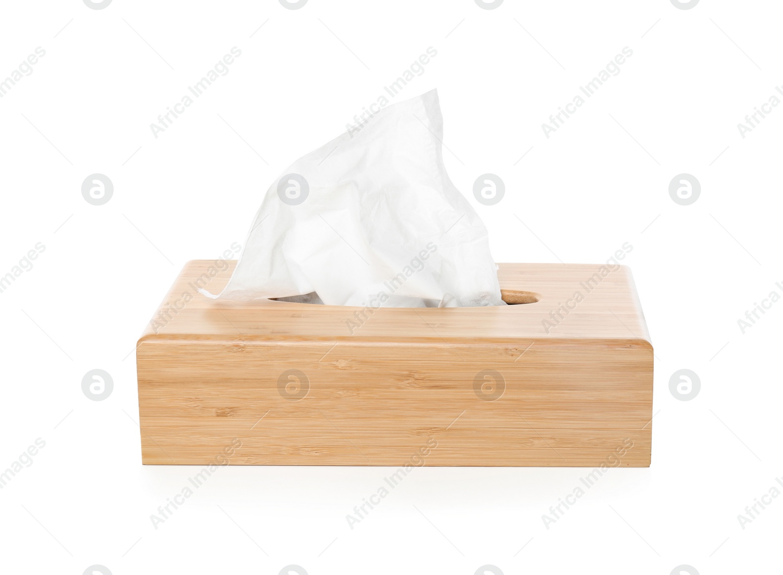 Photo of Holder with paper tissues isolated on white