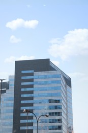 Beautiful view of modern building on sunny day