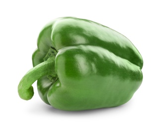 Photo of Ripe green bell pepper on white background