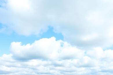 Photo of View of beautiful blue sky with fluffy clouds