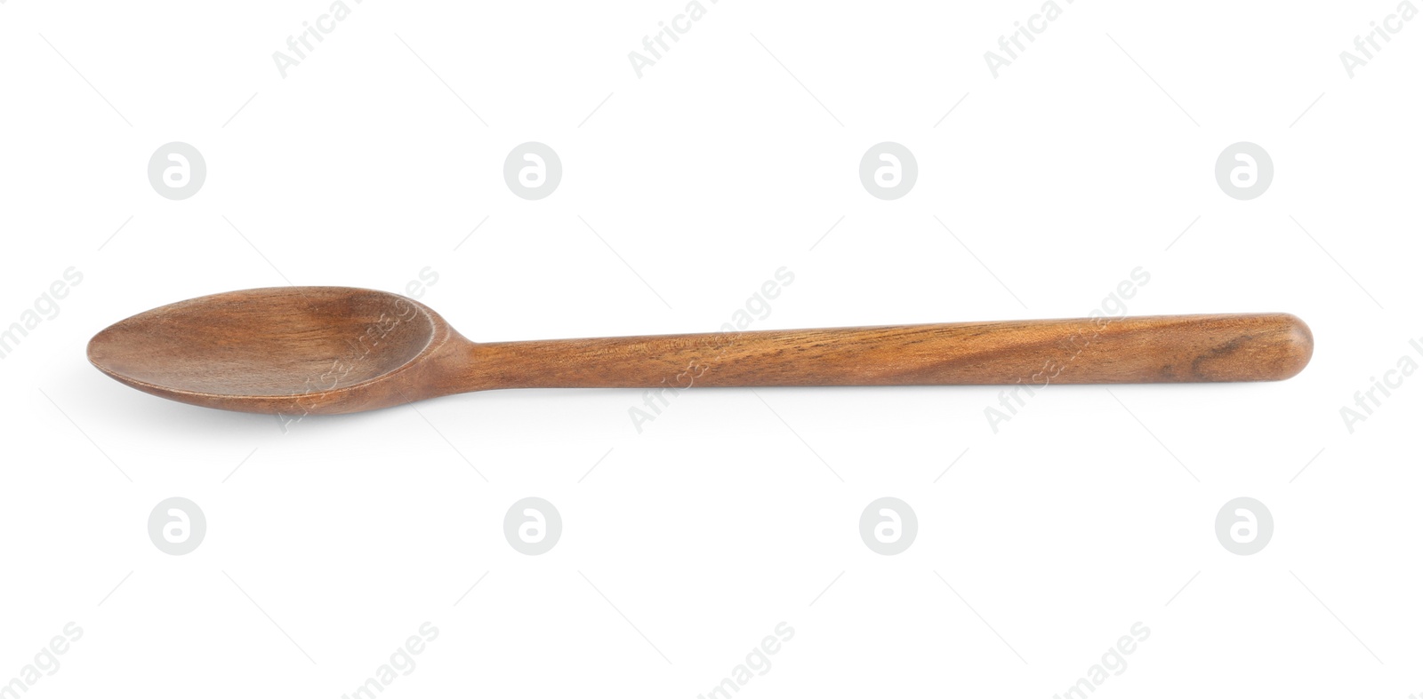 Photo of New clean wooden spoon on white background