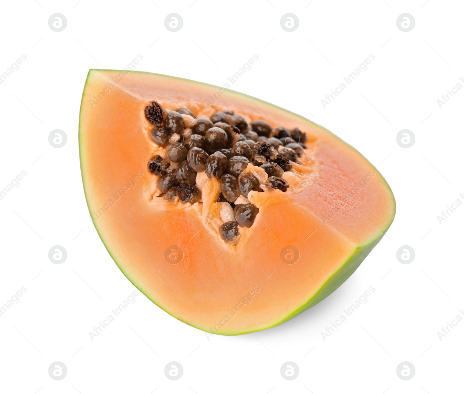 Photo of Fresh ripe papaya piece isolated on white