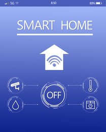 Illustration of Smart home application for mobile phone, illustration. Automatic technology