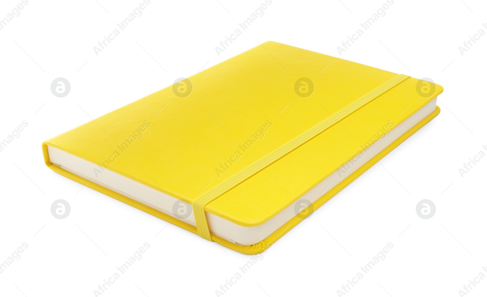 Photo of Closed yellow office notebook isolated on white