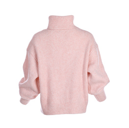 Photo of Stylish warm pink sweater isolated on white