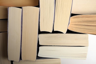 Collection of different books as background, closeup