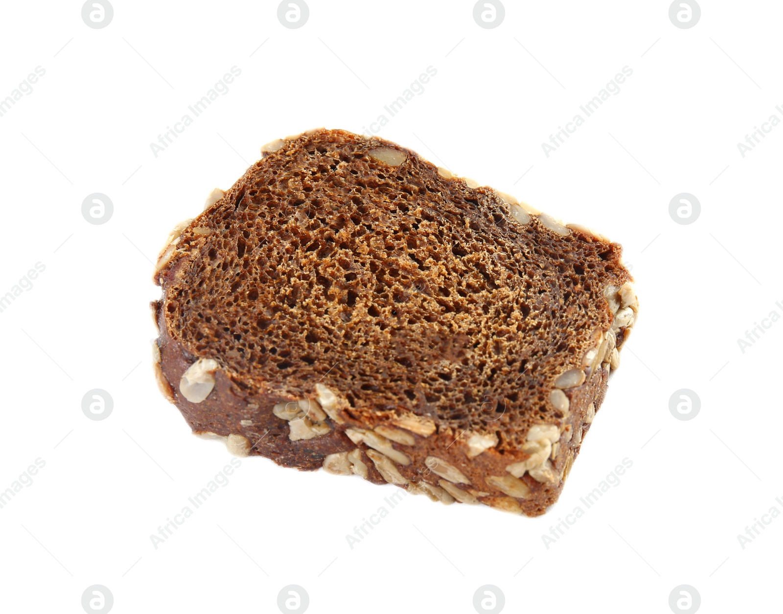 Photo of Slice of fresh rye bread on white background