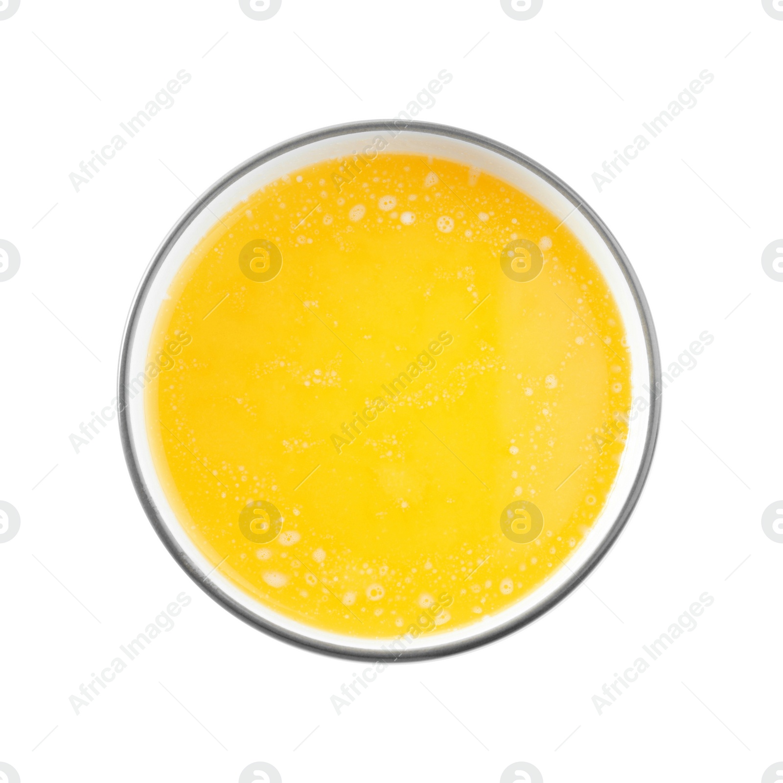 Photo of Bowl of Ghee butter isolated on white, top view