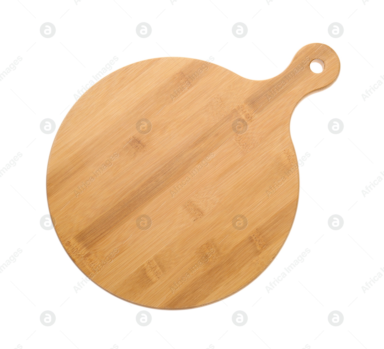 Photo of New wooden board isolated on white. Cooking utensils