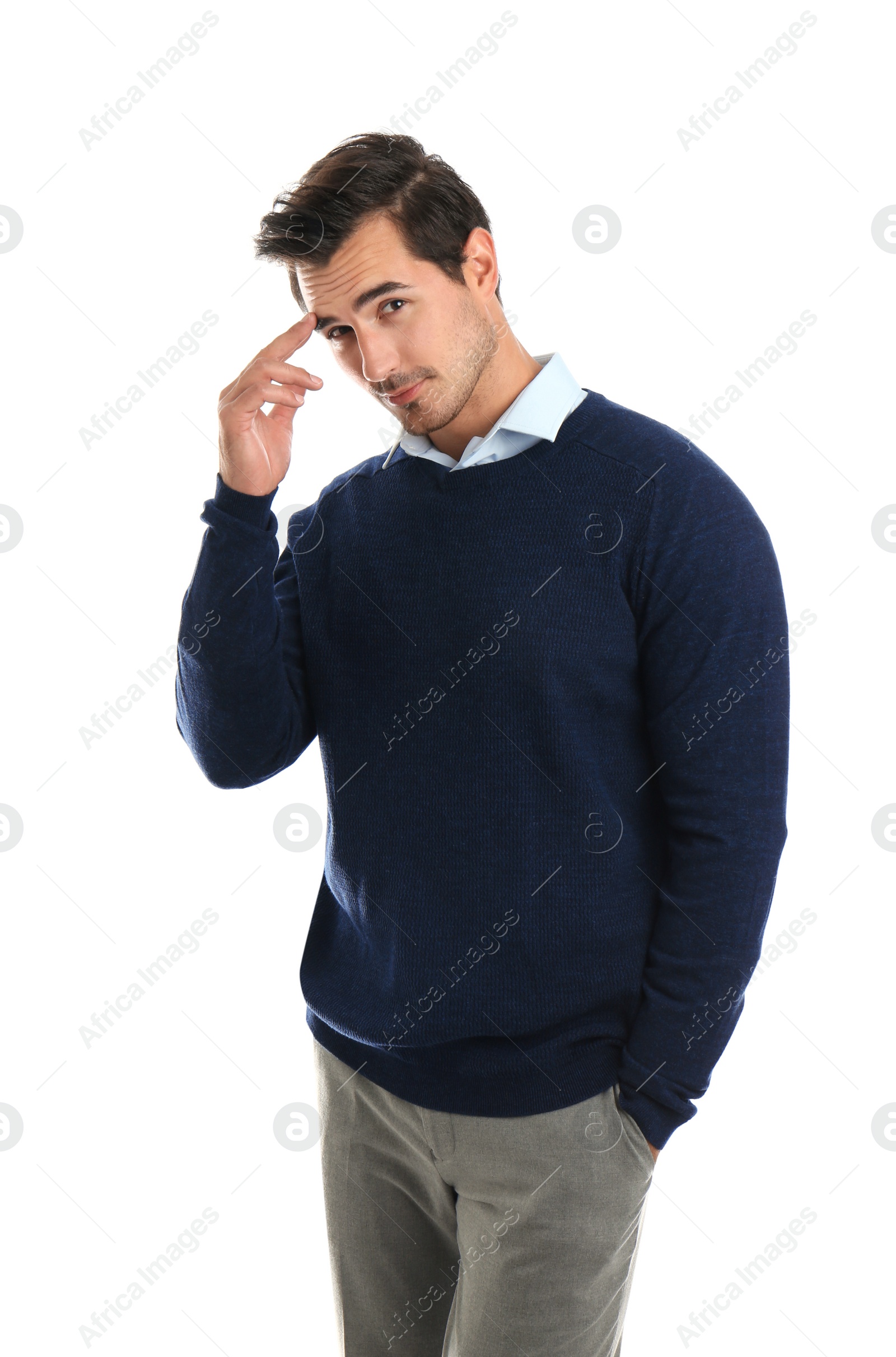 Photo of Portrait of young man on white background