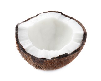 Photo of Half of ripe coconut isolated on white
