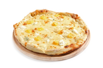 Photo of Hot cheese pizza Margherita on white background