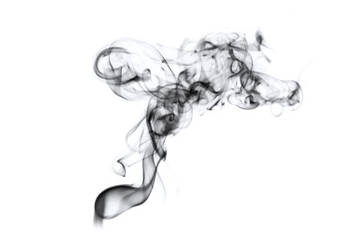 Image of Texture of black smoke on white background