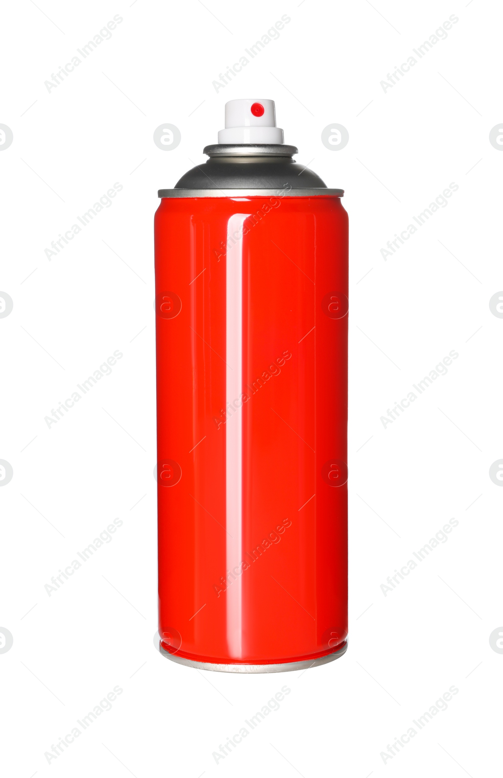 Photo of Red can of spray paint isolated on white