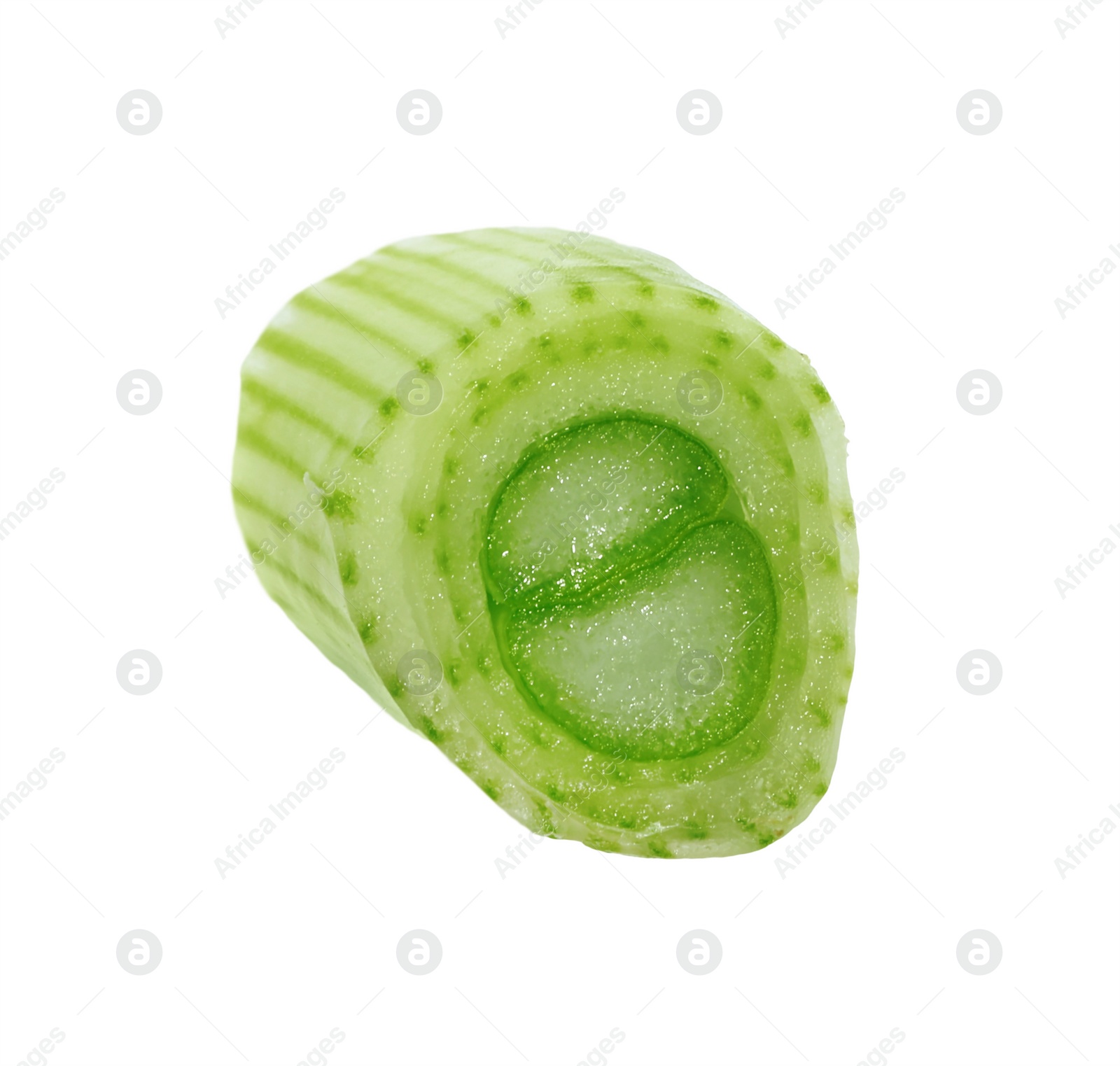 Photo of Piece of fresh green onion isolated on white