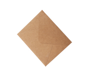 Photo of Brown paper envelope isolated on white. Mail service