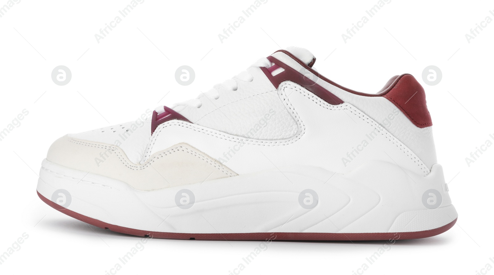 Photo of New stylish modern sneaker on white background