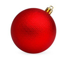 Beautiful red Christmas ball isolated on white