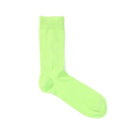 Photo of Green sock on white background, top view