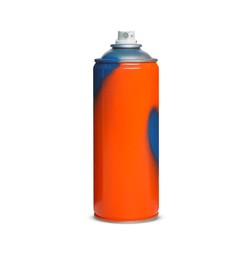 Photo of Used can of spray paint on white background