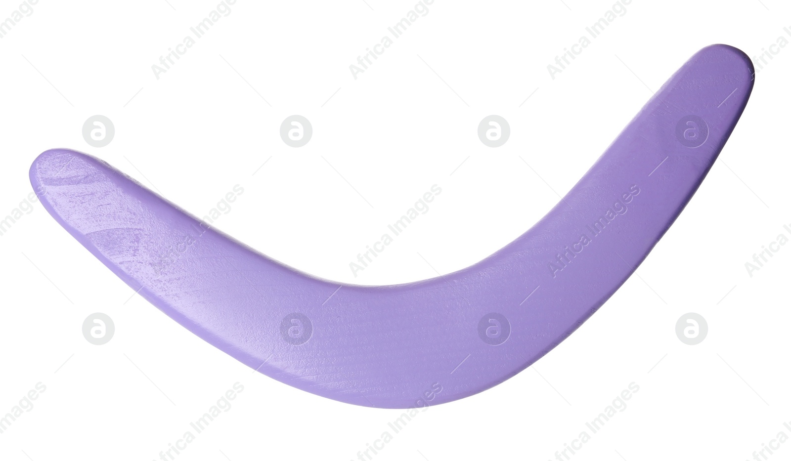 Photo of Purple boomerang isolated on white. Outdoors activity