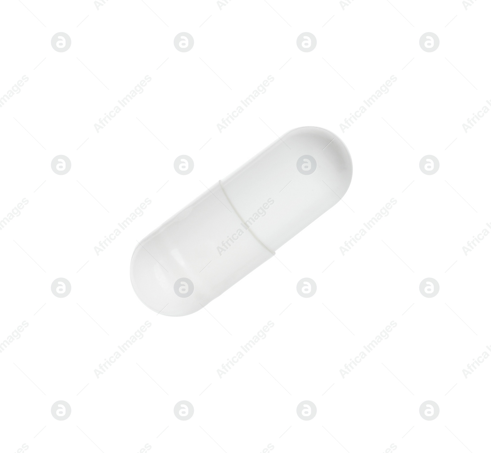 Photo of One vitamin capsule isolated on white. Health supplement