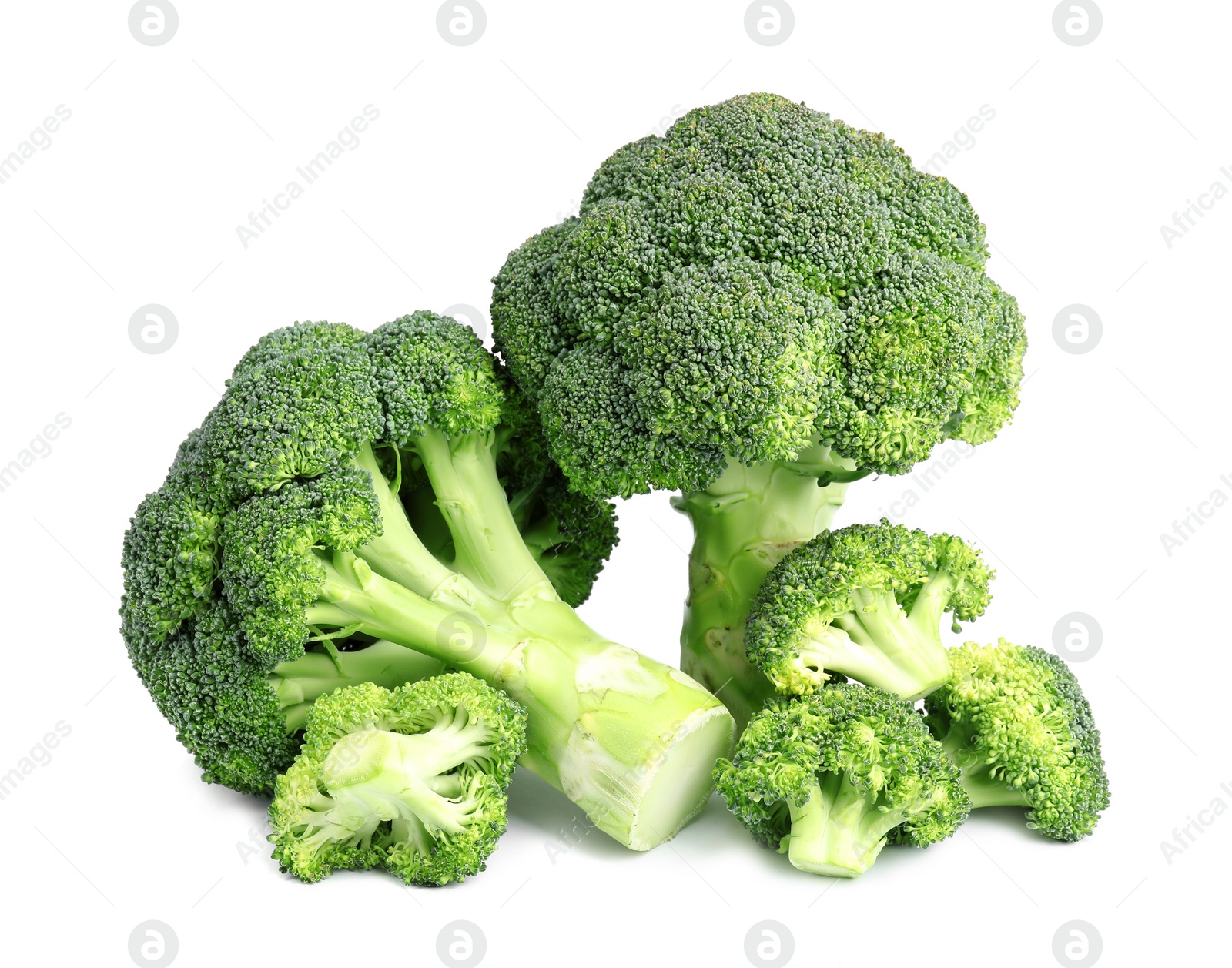 Photo of Fresh green broccoli on white background. Organic food