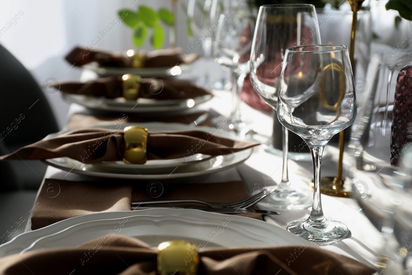 Photo of Festive table setting with beautiful decor indoors