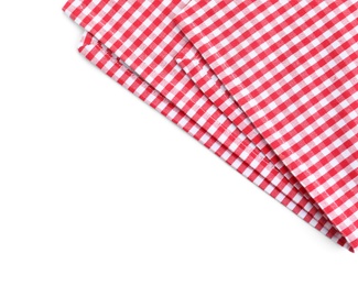 Classic red checkered tablecloth isolated on white, top view