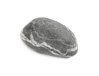 Photo of Grey spa stone isolated on white, top view