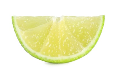 Slice of fresh green ripe lime isolated on white